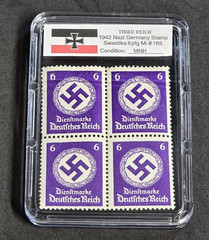 SWASTIKA OFFICIALS NSDAP Third Reich Nazi WW2 WWII German Stamp Block w Case MNH
