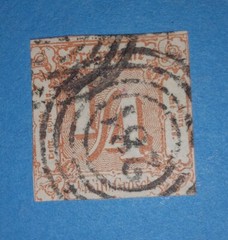 + 1860 Thurn and Taxis German States #8 A1 1/4gr 281-Arnstadt,Thuringia Imperf.