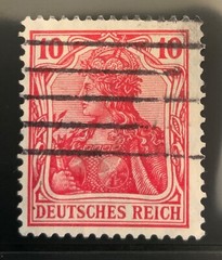 1900s German Stamp 10Pf ALLEMAGNE DEUTSCHES REICH 10 PFENNIG with watermark