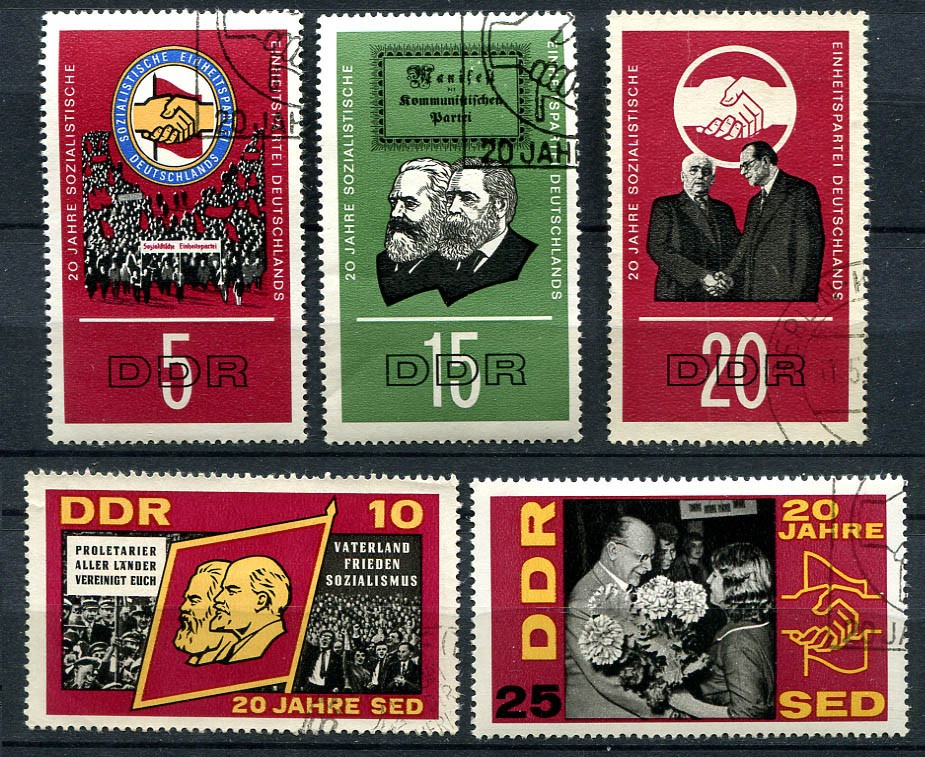 Germany – DDR : 20th anniversary set SED Party from 1966 – used / CTO