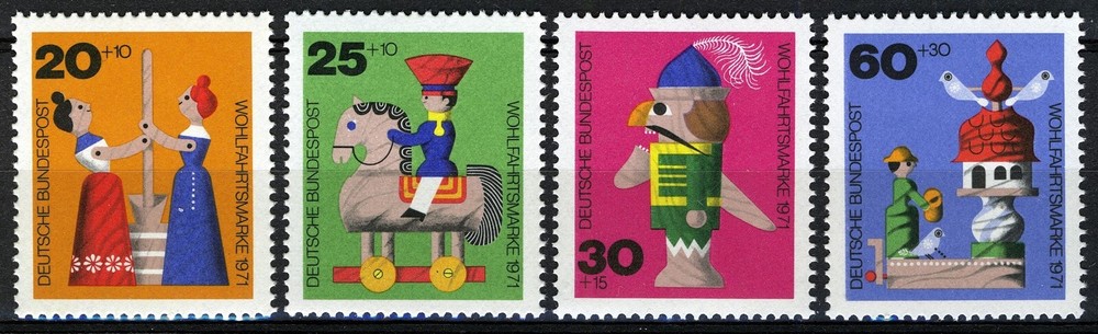 BRD 1971, Welfare, Old Wooden Toys, MNH, Mi 705-08