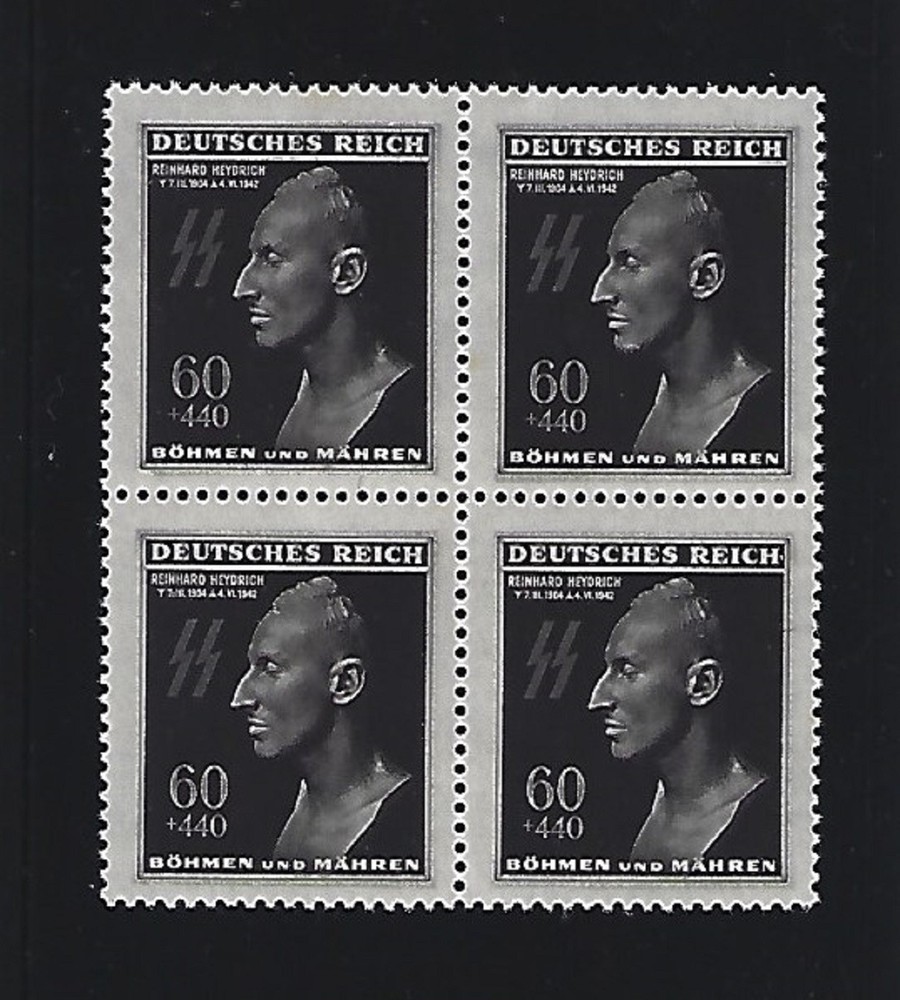 MNH Stamp block Sc B20 / Reinhard Heydrich / Hitlers Hangman / 1943 Third Reich