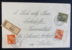 1942 Klattau BM Germnay Registered Cover To Police Department Locally Used