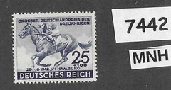 #7442 MNH stamp B204 Hamburg Germany Blue Ribbon Horse Race / 1942 Third Reich