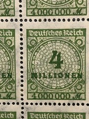 GERMANY 1923 4 Mil MNH Sc284 Mi316 FULL SHEET PLATE FLAWS