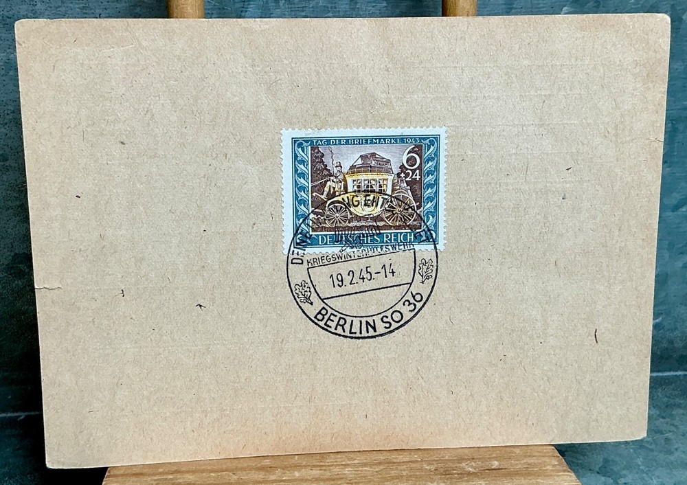 Berlin February 19, 1945 cancel – Final Weeks of WWII. 1943 “Tag der Briefmarke”