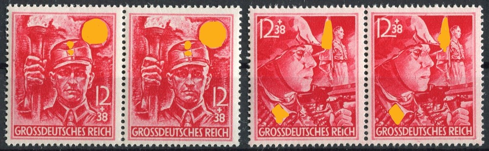 2 x German Reich Stamps 909-910 Horizontal Pairs MNH Post Fresh SA SS WW II