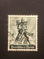 Germany WWII propaganda fantasy overprint (EGER) 6+4 Rpf. USED #226