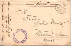WWI German Feldpost 1916 Somme Cover Ammunition Column 37 to Werdau Saxony