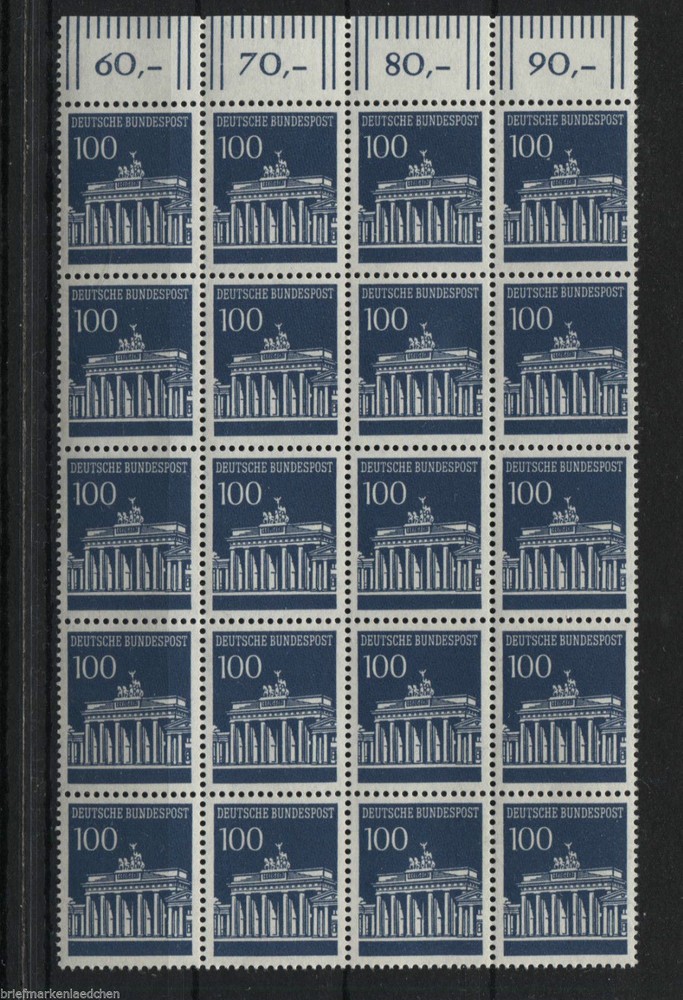 20 x Stamp Lot No. 510 OR Unused Mint Top Margin Brandenburg Gate