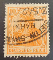 Germany postage stamp Scott #119 Stettin SW Bahm Cancellation 1942