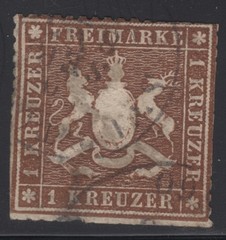 Germany Wurttemburg 1860 1k Brown SG31 – Used
