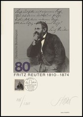 ART-EDITION 1985 GERMANY 1263 FRITZ REUTER LITERATURE – Ltd. 1.000!!