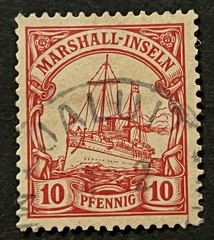 Travelstamps: GERMANY MARSHALL ISLANDS STAMPS Kaiser’s Yacht 10pf Used UnWmk