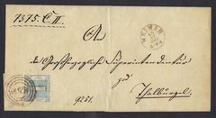GERMANY THURN & TAXIS 1862 1 Sib. BLUE Sc. # 10 WEIMAR TO BURGEL