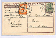 GERMANY Pioneer Air Mail 1912 Card 10pf BIRD Stamp *Darmstadt* 14/6 Flight WD150