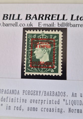 1944, WWII GERMAN PROPAGANDA FORGERY, KGVI 1/2d LIQUIDATION OF EMPIRE BARBADOS