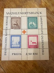 German Red Cross Oldenburg welfare stamp MNHmint OG Wohlfahrtsblock sheet