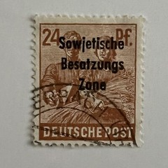 1948 GERMANY 24pf STAMP #10N9 WITH ERBACH SON SOTN CANCEL SOVIET OCCUPIED OVPT