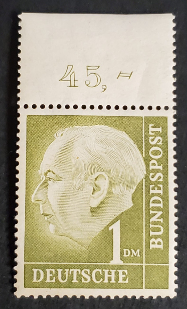 Germany, very nice 1954 1 DM Th. Heuss mint w/hr