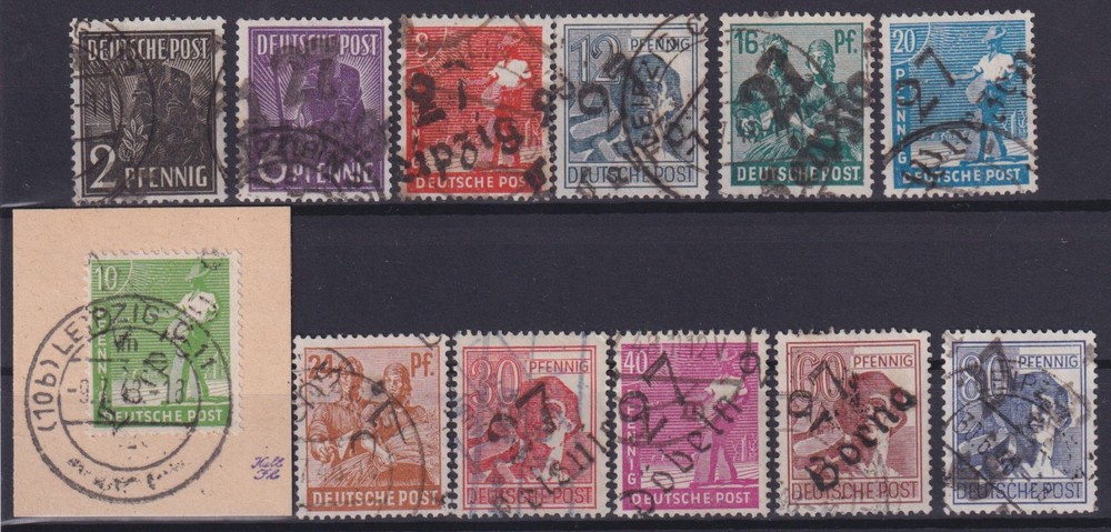 SBZ District Hand Stamp Lot ex MiNr 166-181 District 27 Cancelled 1948