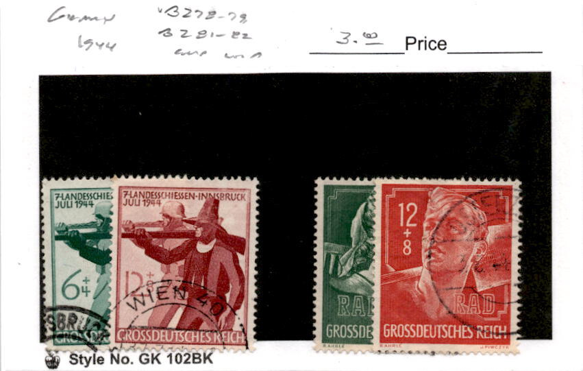 Germany, Postage Stamp, #B278-B279, B281-B282 Used, 1944 WWII Soldier (AN)