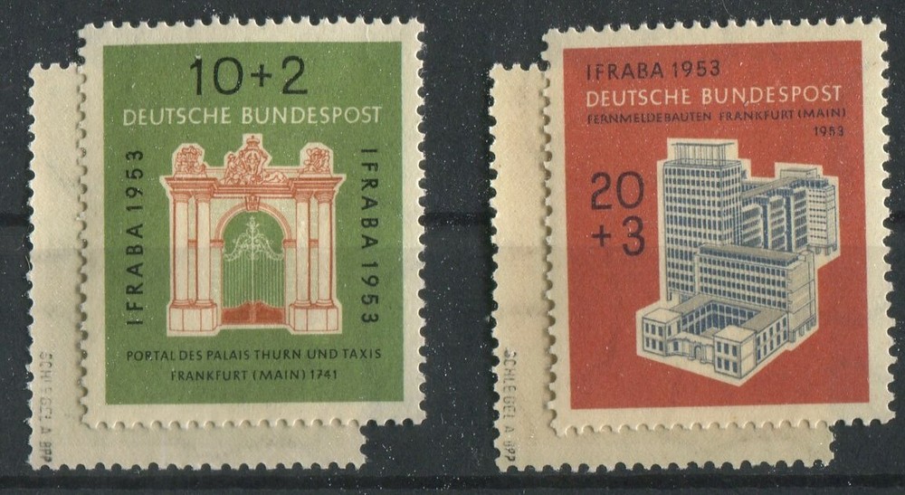 Lot No. 171-172 Postfrisch MNH BPP Checked Schlegel IFRABA BRD 1953 Frankfurt