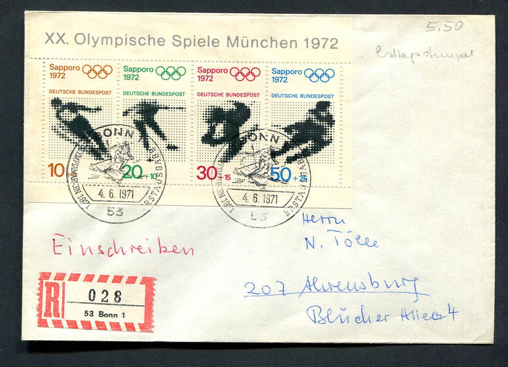 Germany – BRD : Great R-Cover from 1972 with first day cancel – used