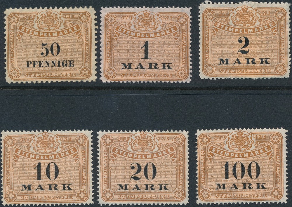 Stamp Germany Reich Saxony Revenue Tax Stempelmarke Fiscal Official Fee Lot MNG