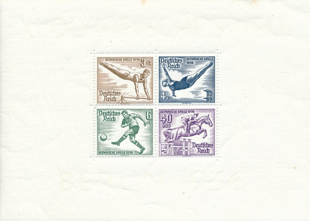 Stamp Germany Mi 624-7 Sheet 1936 WWII 3rd Reich Olympic Games Berlin 1936 MH