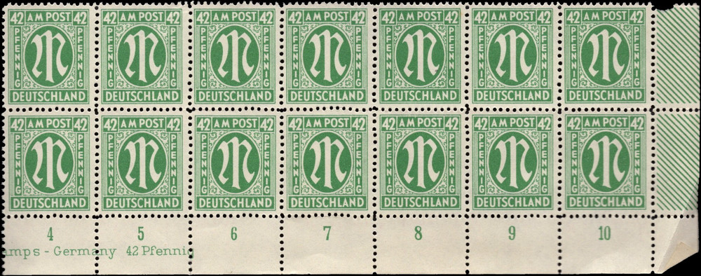 SAVOYSTAMPS – Germany-Allied Issued Occupational Post WWll-42P-Block of 14- MINT