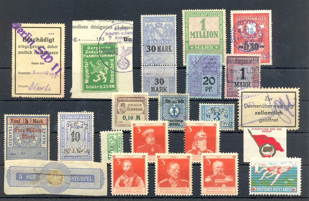 GERMANY 22 x POSTER STAMP -REVENUE – BACK OF BOOK -F/VF