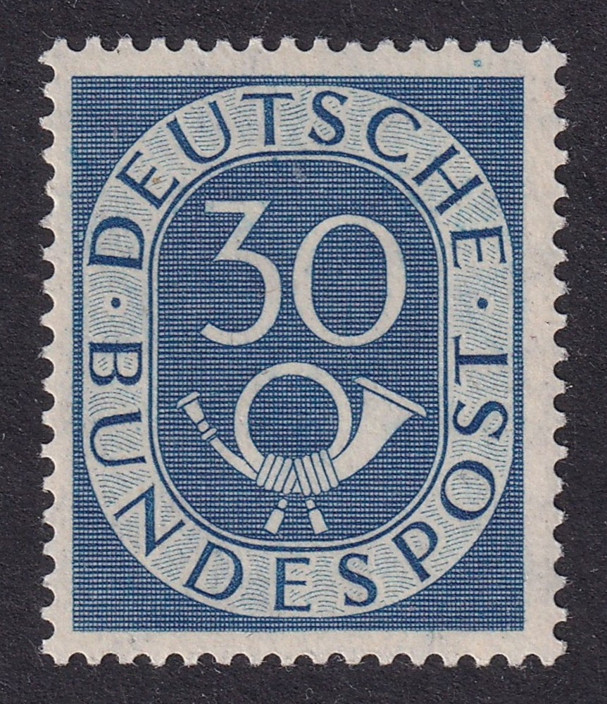 WEST GERMANY 1951 Posthorn 30pf Blue SG 1054 MH/* (CV £75)