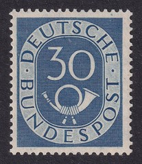 WEST GERMANY 1951 Posthorn 30pf Blue SG 1054 MH/* (CV £75)