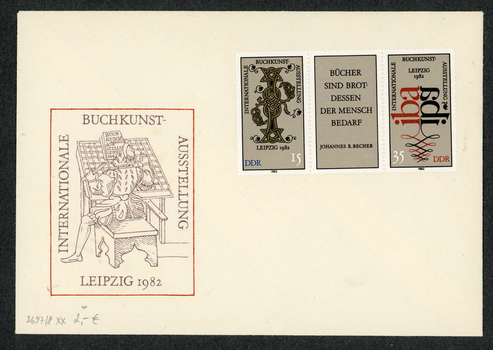 DDR 1982 Leipzig Book Art Exhibition Miniature Sheet Scott #2264a Uncancelled