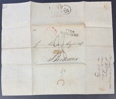 Germany, 1831 Stampless Cover/2 Page Folded Letter, from Hamburg to Bordeaux