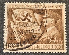 THIRD REICH ADOLF HITLER w EAGLE & SWASTIKA FLAG BANNER Nazi German NSDAP Stamp