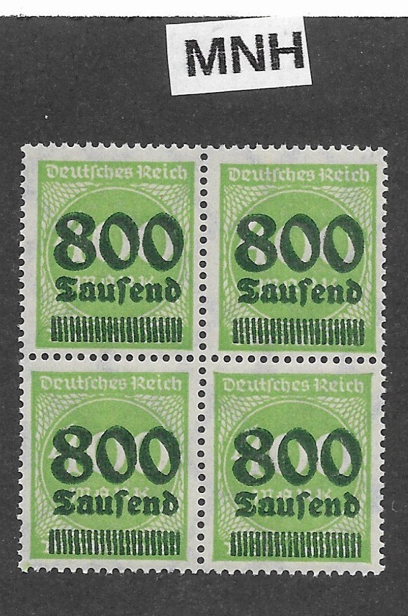MNH stamp block Overprint 800K over 400Mk Scott #266 Weimar German Republic 1923