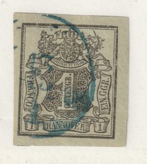 Germany: Hanover Lot 9: (#1 – 1850 – VF – Used) Scott 2024 Catalog Value $50.00