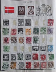 53 STAMPS 1800’s to 1930 – 28 DANZIG GERMAN & 25 DENMARK FROM STAMP ALBUM