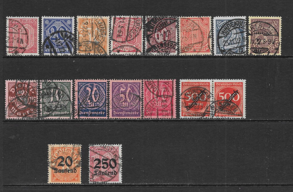 GERMANY VARIOUS USED OFFICIAL ISSUES 1920 – 1923