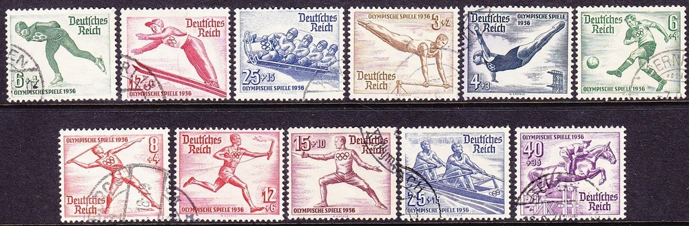 Stamp Germany Mi 600-2 609-16 Sc B79-89 1936 Reich Winter Summer Olympics U
