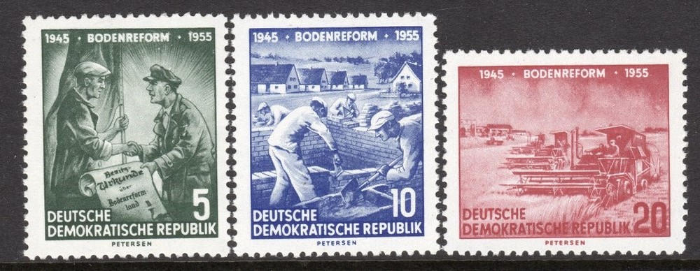 Germany, DDR Scott # 255-57 VF MNH 1955 10th Anniversary Land Reform Program