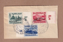 Germany B134-36 w/plate numbers tied on piece by 1939 Nuremburg Auto Show cancel