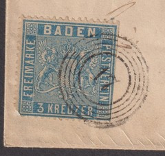 Baden 1860 3KR folded cover Boxberg over Mergentheim to Bartenstein
