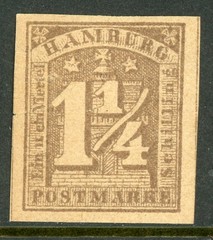 Germany States 1864 Hamburg 1¼s Lilac Scott #22 Mint I313