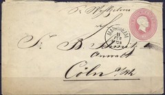 Cover Postal stationery Germany Preussen, 1860. Mannheim to Coeln.
