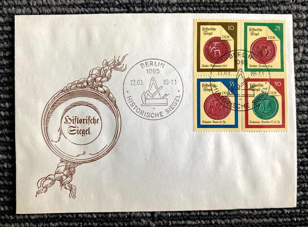 Old Vintage Unused Germany Envelope BERLIN 1988 with 4 Stamps Historic Sieleg