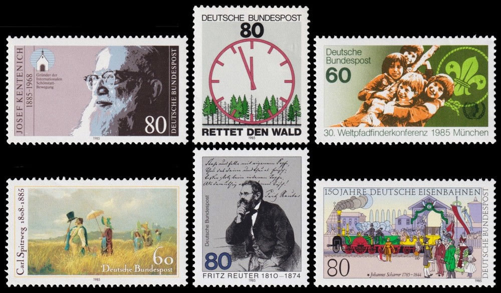 Germany Scott 1444, 1445, 1446, 1448, 1449, 1450 (1985) Mint NH VF S