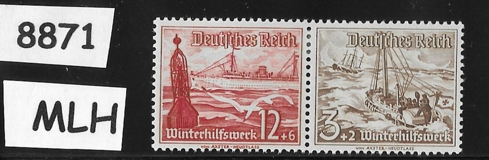 #8871 MLH stamps B107 & B112 Germany 1937 Winter Relief / Ships / Schooners